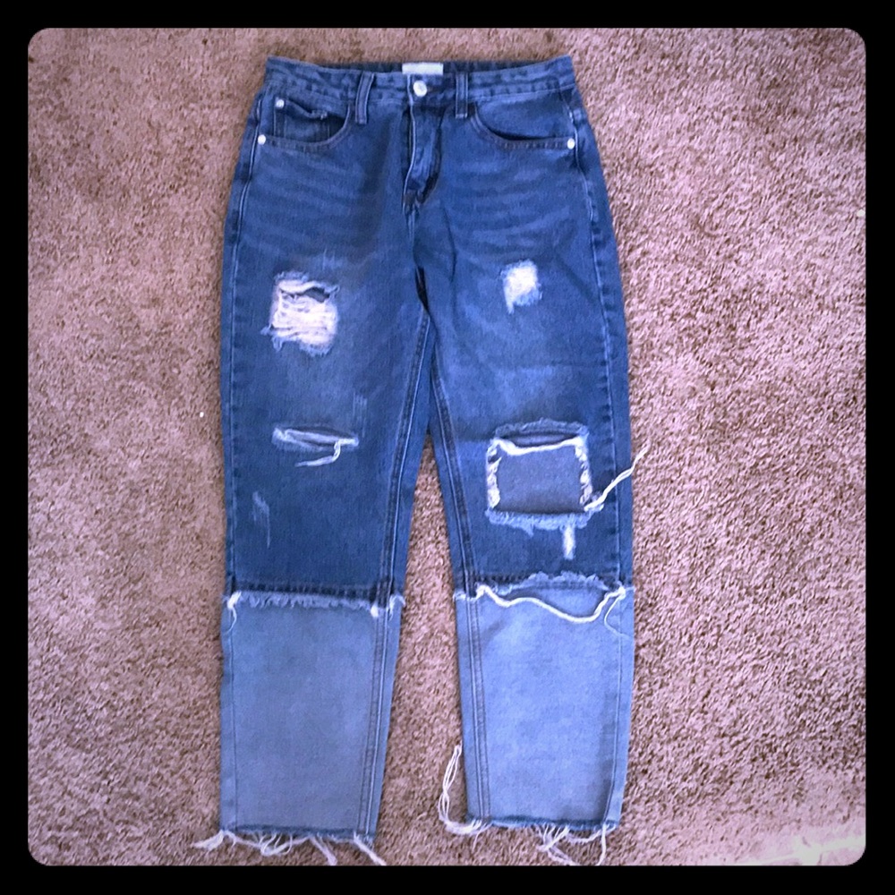 Two Tone Denim Capris.
